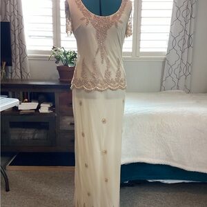 Stenay Cream and Pearl Beaded Top